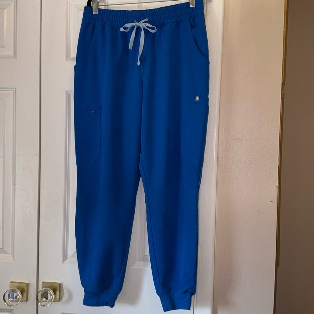 Figs Royal Blue High Waisted Uman Relaxed Jogger Scrub
